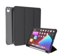 Tri-fold Stand PU Leather Smart Case with Pencil Holder priekš Apple iPad Pro 11 (2018) / Air 4 (2020) / Air 5 (2022) / Air 11 (2024) - Melns - sāniski atverams maciņš     ar stendu