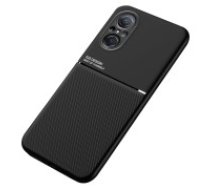 TPU Inner Edge PU Leather Shockproof Phone Cover Built-in Metal Sheet priekš Huawei Nova 9 SE - Melns - mākslīgās ādas aizmugures apvalks ar iebūvētu metālisku plāksni