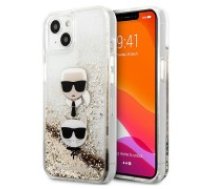 Karl Lagerfeld Liquid Glitter Karl & Choupette Head series Back Case KLHCP13MKICGLD priekš Apple iPhone 13 - Zelts - silikona-plastikāta aizmugures apvalks /     bampers-vāciņš