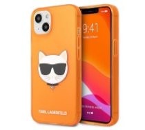 Karl Lagerfeld Glitter Choupette series Back Case KLHCP13MCHTRO priekš Apple iPhone 13 - Oranžs - silikona aizmugures apvalks / bampers-vāciņš