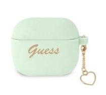 Guess GUA3LSCHSN Silicone Charm Heart Collection Case priekš Apple Airpods 3 - Zaļš - silikona apvalks bezvadu austiņu lādēšanas ierīcei