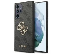 Guess 4G Big Metal Logo Collection Back Case GUHCS22L4GMGGR priekš Samsung Galaxy S22 Ultra 5G S908 - Pelēks - mākslīgās ādas aizmugures apvalks /     bampers-vāciņš