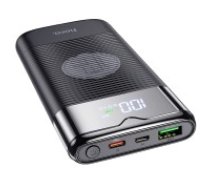 Hoco J63 with LCD 10000mAh Wireless Charging Power Bank Type-C PD 20W / USB QC 3.0 Ligzda - Melns - Universāla ārējas uzlādes batereja lādētājs / akumulators