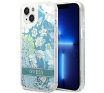 Guess Liquid Glitter Flower Collection Back Case GUHCP14MLFLSN priekš Apple iPhone 14 Plus - Zaļš / Puķains - silkona-plastikāta aizmugures apvalks /     bampers-vāciņš