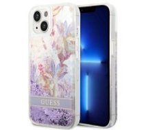 Guess Liquid Glitter Flower Collection Back Case GUHCP14MLFLSU priekš Apple iPhone 14 Plus - Violets / Puķains - silkona-plastikāta aizmugures apvalks /     bampers-vāciņš