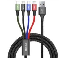 Baseus 1.2M 4in1 CA1T4-A01 Fast 3.5A USB to 2x Lightning / Micro USB / Type-C cable - Melns - universāls lādēšanas un datu kabelis / vads