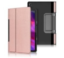 PU Leather Shock-Absorption Tablet Cover with Kickstand priekš Lenovo Yoga Tab 11 J706 - Rozā Zelts - sāniski atverams maciņš ar stendu