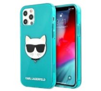 Karl Lagerfeld Glitter Choupette Fluo series Back Case KLHCP12LCHTRB priekš Apple iPhone 12 Pro Max - Tirkīzs - silikona aizmugures apvalks / bampers-vāciņš