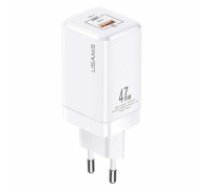 Usams T41 (US-CC137) GaN PD 3.0 / QC 47W USB / Type-C Dual Port Mini Super Fast Travel Wall Charger Tīkla lādētājs - Balts