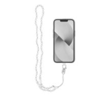 Crystal Diamond Pendant for the Phone / lenght 74cm - Balts - Kakla lente no plastmasas pērlītēm