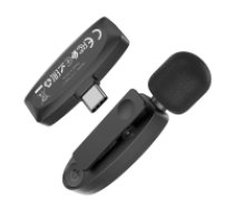Hoco L15 Bezvadu atloka mikrofons telefoniem un planšetdatoriem ar Type-C savienotāju - Melns - wireless lavalier microphone
