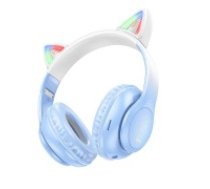 Hoco (W42) Cat Ear Bluetooth 5.3 Wireless Headphones with Microphone Universālas Bezvadu Austiņas - Gaiši Zilas