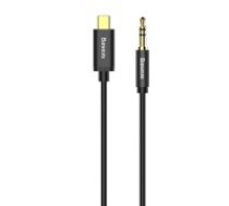 Baseus (CAM01-01) 3.5mm Male to Type-C Stereo Aux Audio cable (length: 1.2M) - Melns - audio vads kabelis