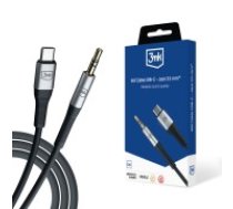 3MK 3.5mm Male to Type-C Stereo Aux Audio cable (length: 1M) - Melns - audio vads kabelis