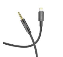 Hoco UPA19 Lightning to 3.5mm Male Stereo Aux Audio cable (length: 1M) - Melns - audio vads kabelis