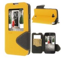 RoarKorea Fancy Diary View LG Optimus L70 D320 / L65 D280 Wake/Sleep - Dzeltens - sāniski atverams maciņš ar stendu un lodziņu (ādas maks, grāmatiņa, leather book wallet case     cover stand)