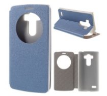 Sand-like Texture Leather Stand Case for LG G4 Beat / G4S H735 Window View - Blue - sāniski atverams maciņš ar lodziņu un stendu (ādas maks, grāmatiņa, leather book wallet case     cover stand)
