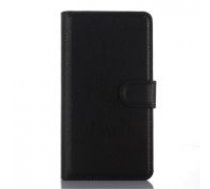 Litchi Leather Flip Case with Credit Card Holder for LG Zero H650E - Black - sāniski atverams maciņš ar stendu (ādas maks, grāmatiņa, leather book wallet case cover stand)