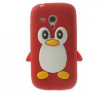 Cute 3D Penguin Silicone Jelly Case for Samsung Galaxy S3 mini i8190 / i8200 - Red - silikona aizmugures apvalks (bampers, vāciņš, slim TPU silicone case cover, bumper)