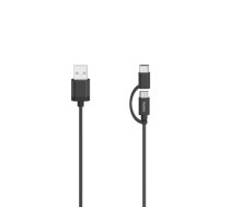 Hama 00200616 Micro-USB Cable, 2 in 1, incl. Adapter to USB-C, USB 2.0, 0.75 m