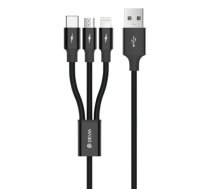 Devia Kintone Series 3In1 Tube, USB to Lightning, MicroUSB, Type-C, 1,2m, Black