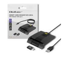 Qoltec 50634 Inteliģentais Gudrais ID Čipkartes Lasītājs SCR-0634 | USB Type-C
