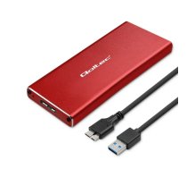 Qoltec 51831 Korpuss | M.2 SSD disks | SATA | NGFF | USB 3.0 | Super ātrums 5 Gb/s | 2TB | Sarkans