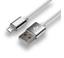everActive USB kabelis 1m - Balts, silikons, ātrā uzlāde, 2,4A - CBS-1MW