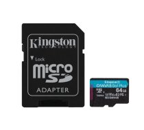 Kingston Technology 64GB microSDXC Canvas Go Plus Gen4 200MB/s A2 U3 V30 karte + adapteris