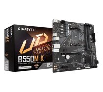 GIGABYTE B550M K Mātesplate - AMD Ryzen 5000 procesoriem, līdz 4733MHz DDR4, 1x PCIe 4.0 + 1x PCIe 3.0 M.2, 1GbE LAN, USB 3.2 Gen 1