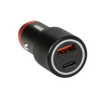 iBox ICC20 mobilā ierīces lādētājs - viedtālrunis, viedpulkstenis, planšetdators, melns, cigarešu aizdedze, ātra uzlāde, automašīnas lādētājs