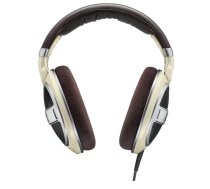 Sennheiser HD 599 austiņas ar brūnu un bēšīgu galvas siksnu