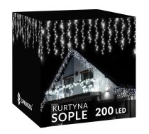 Ziemassvētku gaismas aizkars 200 LED virtene, iekštelpu un āra leduspušķu apgaismojums, aukstā balta gaisma