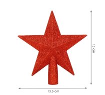 Ziemassvētku eglītes galotne 15 cm, smaila, sarkana zvaigzne
