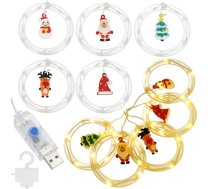 Gaismas aizkars Springos CL4042 110 LED girlianda, USB lampiņas ar figūriņām , silti balts