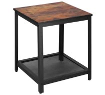 Kvadrātveida kafijas galdiņš ar plauktu Springos HF0026, 45x45x55 cm, loft stils, melns/brūns