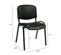 Klienta krēsls ISO 54,5xD42,5xH82/47cm, sēdvieta: ādas imitācija, krāsa: melns, rāmis: melns