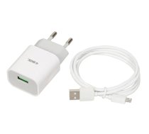 Power lādētājs iBOX C-41 USB 2A, 1 USB ports, microUSB kabelis, Balts