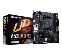 GIGABYTE A520M K V2 Mātesplatte - Atbalsta AMD Ryzen 5000 sērijas AM4 procesorus, līdz 5100MHz DDR4 (OC), PCIe Gen3 x4 M.2, GbE LAN, USB 3.2 Gen 1