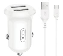 XO CC67 Automašīnas lādētājs 2xUSB 12W + Type C kabelis