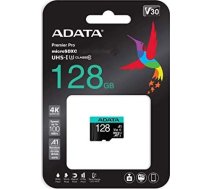 ADATA Premier Pro MicroSDXC karte 128GB Klase 10 UHS-I/U3 A2 V30 (AUSDX128GUI3V30SA2-RA1)