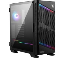 MSI MPG VELOX 100P AIRFLOW Vidēja torņa spēļu datora korpuss 'Melns, 3x 120mm ventilatori + 1x 120mm ARGB ventilators, ARGB gaismas josla, USB Type-C, 1x drošs stikla panelis, centrā, E-ATX, ATX, m...