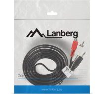 Lanberg Jack 3,5 mm līdz RCA (Cinch) x2 Kabelis, 2m, Melns (CA-MJRC-10CC-0025-BK)