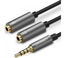 Ugreen 3,5 mm uz 3,5 mm audio kabelis - dubultais ligzda, melns (30619)
