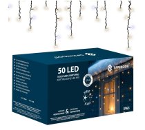 LED svētku gaismas aizkars ar 50 LED auksti baltā gaismā + flash Springos CL1240