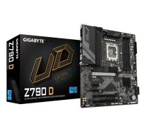 GIGABYTE Z790 D Mātesplatte - Atbalsta Intel Core 14. paaudzes procesorus, 12+1+1 fāzes digitālo VRM, līdz 7600MHz DDR5 (OC), 3xPCIe 4.0 M.2, 2.5GbE LAN, USB 3.2 Gen 2
