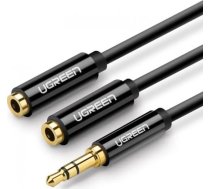 Ugreen 3,5 mm uz 3,5 mm audio kabelis - dubultais 3,5 mm ligzda, melns (20816)