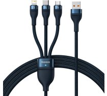 Baseus USB-A uz USB-C + Micro USB + Lightning kabelis, 1,2 m, Zils (BSU3888)