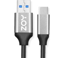 ZOY USB-A uz USB-C kabelis 1m Melns-Sudrabs (ZCAC1)