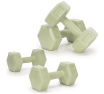 2 x 1,5 kg sešstūra hanteles fitnesa vingrinājumiem, 2 zaļo svaru komplekts